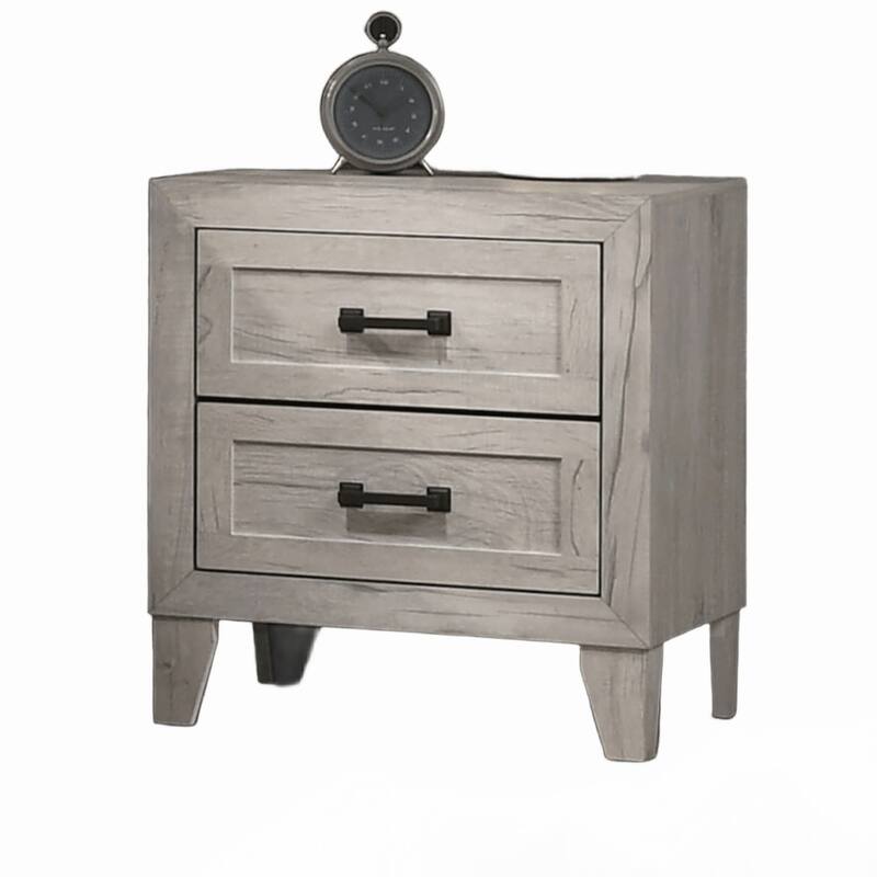 Bedside Table White Wash Finish Striking Elegant 1pc Nightstand Black