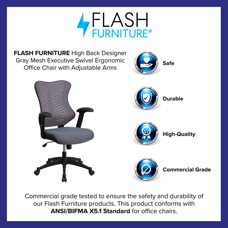 High-Back Mesh Swivel Office Chair with Padded Armrests