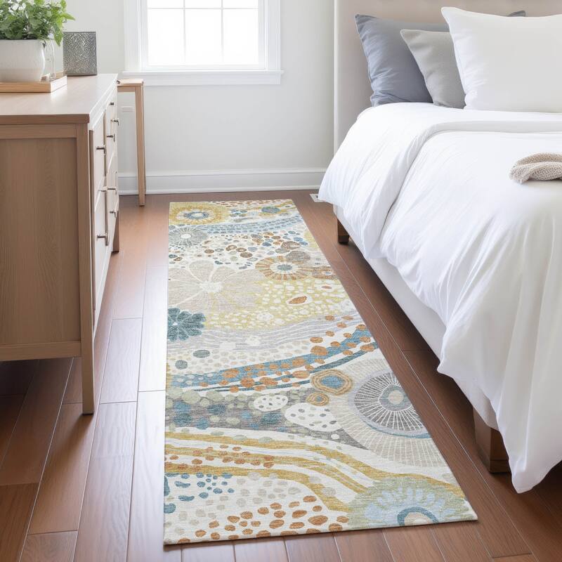 Machine Washable Indoor/ Outdoor Whimsy Floral Chantille Rug
