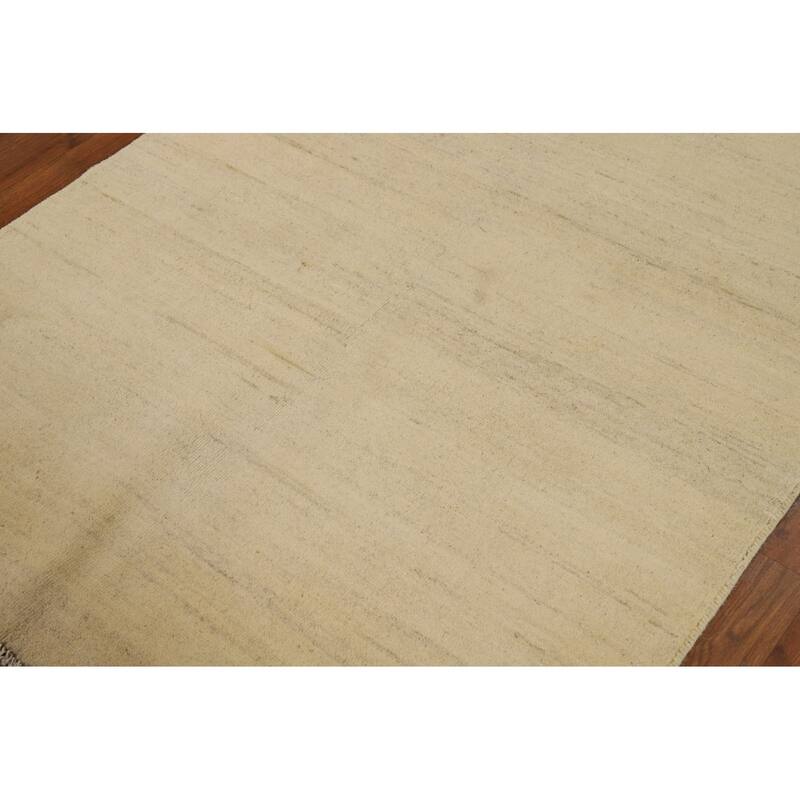 Gabbeh Modern Rug Hand-Knotted Solid Contemporary Wool Carpet - 3'11"x 5'10"