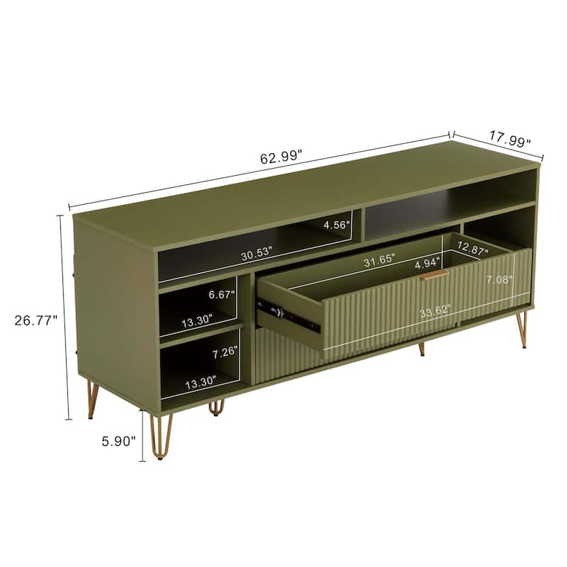 Manhattan Comfort Dumbo Mid-Century Modern TV Stand with 6 Shelves