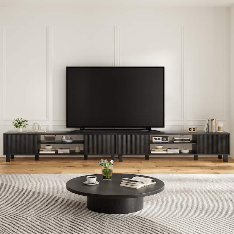 Modern TV Stand for Up to 70" TVs, Large Media Console with Storage & Open Shelves, Stylish Entertainment Center