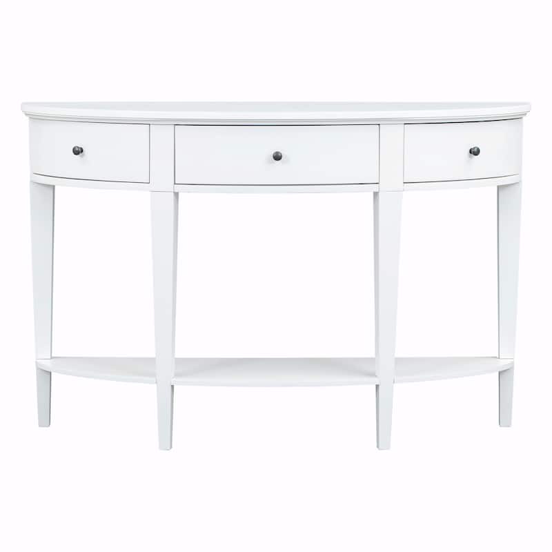 Modern Curved Console Table with 3 Drawers and 1 Shelf