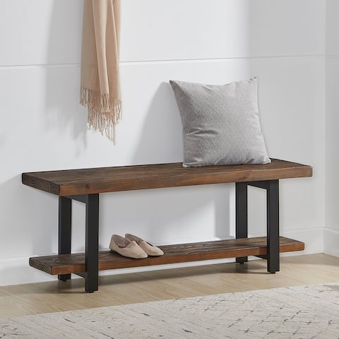 Carbon Loft Lawrence Reclaimed Wood Bench with Shelf