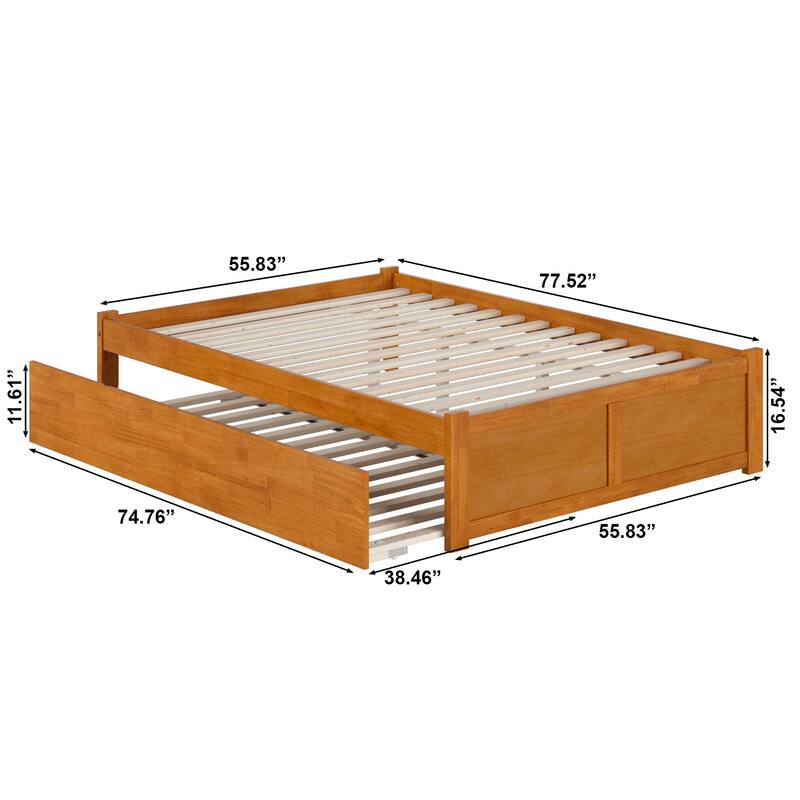 Concord Platform Bed with Footboard and Twin Trundle Bed