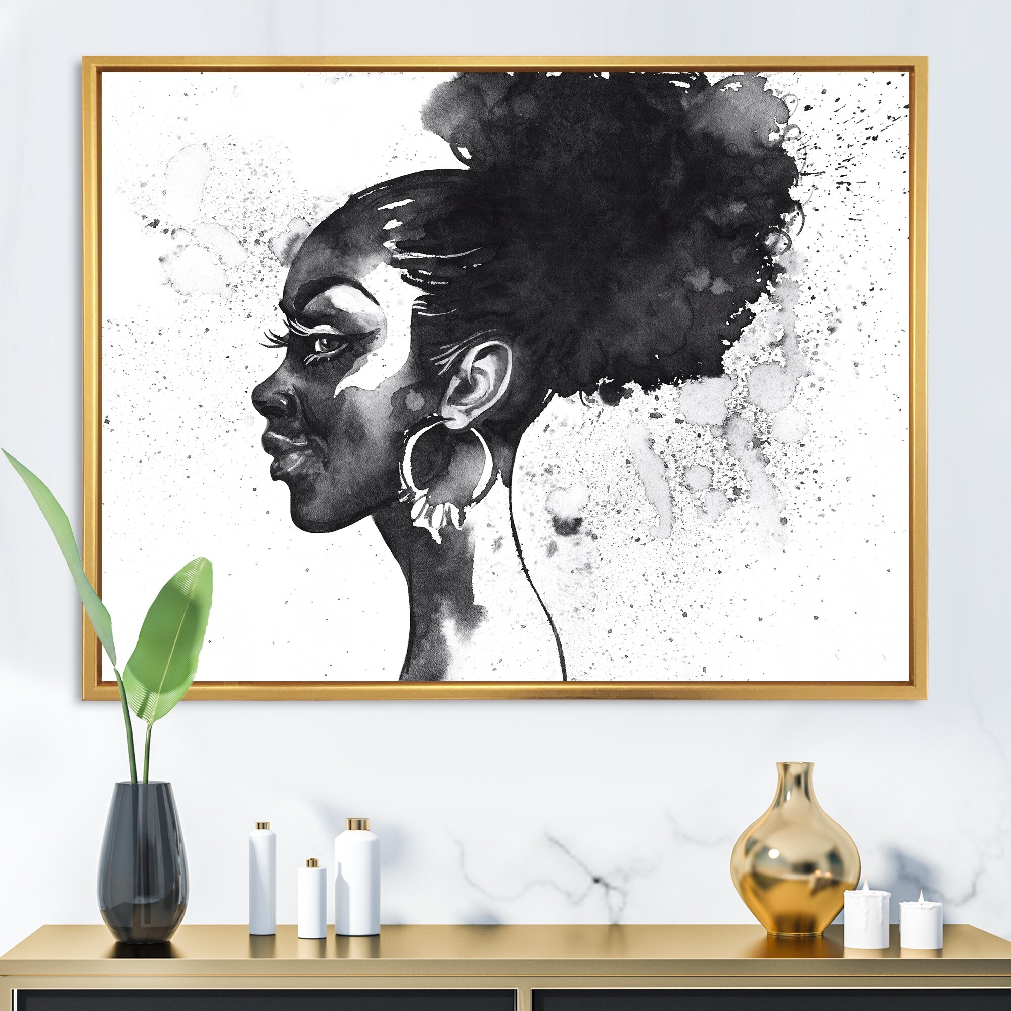 Designart 'Monochrome Portrait of African American Woman I 
