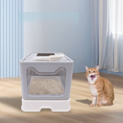 Top-Entry Folding Cat Litter Box Enclosed Cat Toilet
