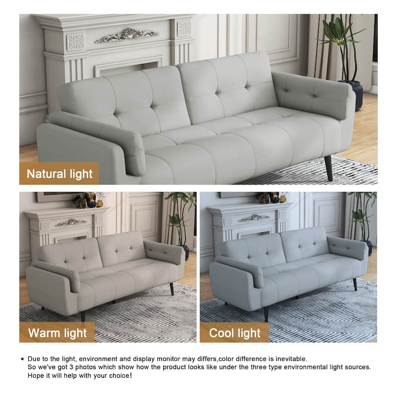 75" Convertible Sleeper Futon Sofa Bed With Adjustable Tufted Back
