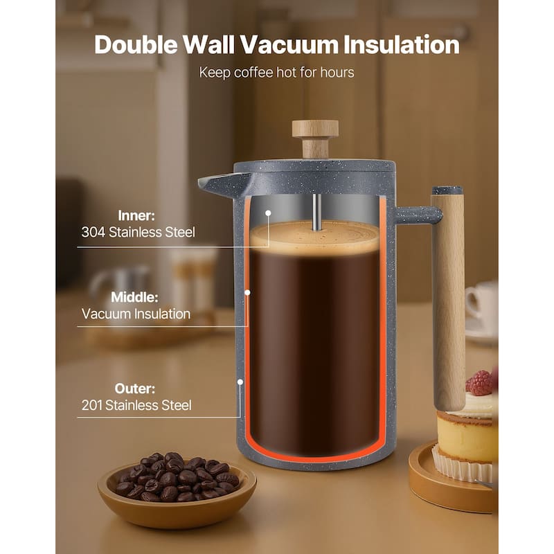 French Press Coffee Maker for Cold Brew and Hot Coffee - 7.09 x 4.13 x 8.66 inch