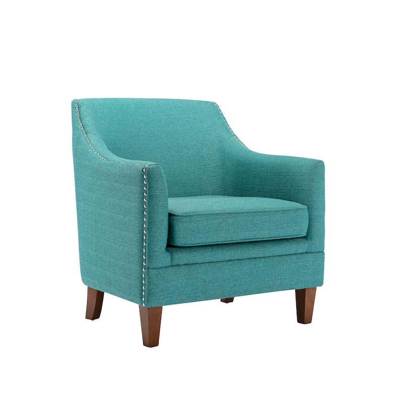 Porthos Home Rok Accent Chair, Fabric Upholstery, Rubberwood Legs - Blue
