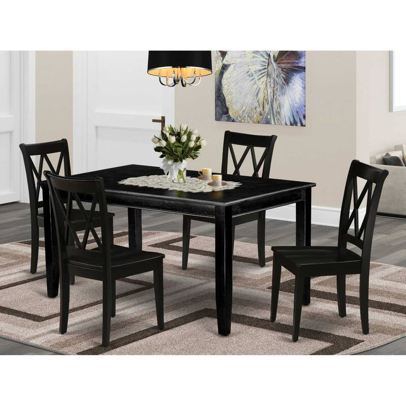 Boho Dinette Set for 4 - 5 Piece Dining Set, 36x60 Table & Chairs, Black Finish