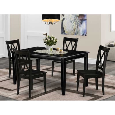 Boho Dinette Set for 4 - 5 Piece Dining Set, 36x60 Table & Chairs, Black Finish