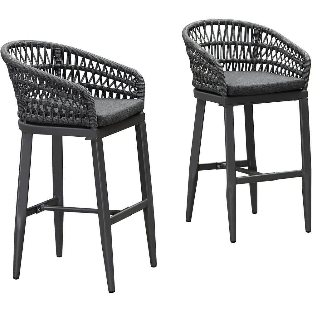 PURPLE LEAF Outdoor Dining Chairs Set of 2 Patio Bar Stools