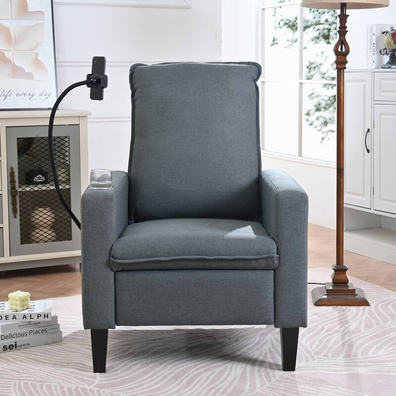 Recliner Chairs for Adults, Adjustable Recliner Sofa with Mobile Phone Holder & Cup Holder - Grey