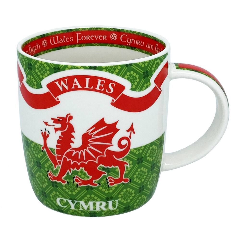 12.5oz Bone China Mug with Welsh Dragon Design and Comfortable Handle Perfect for Tea or Coffee