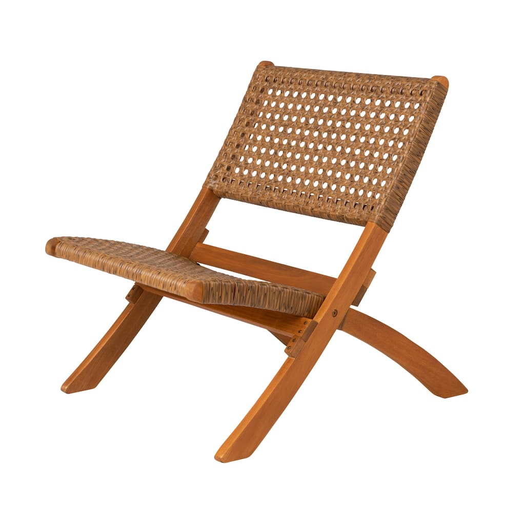 Sava Indoor-Outdoor Folding Chair in Tan Wicker