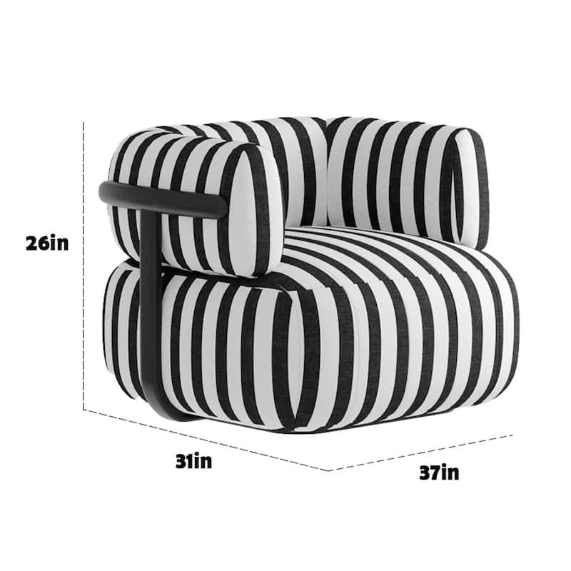 Zebra Striped Accent Chair with Fixed Back