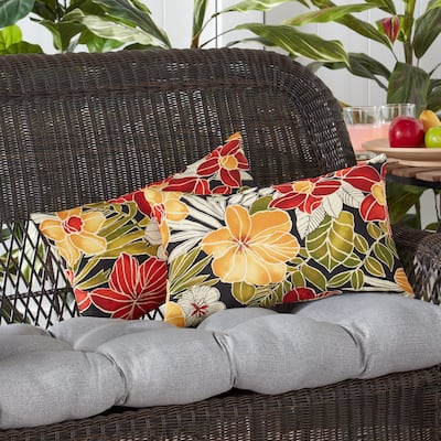 Greendale Home Fashions Aloha Floral Outdoor Rectangle Toss Pillows (Set of 2)
