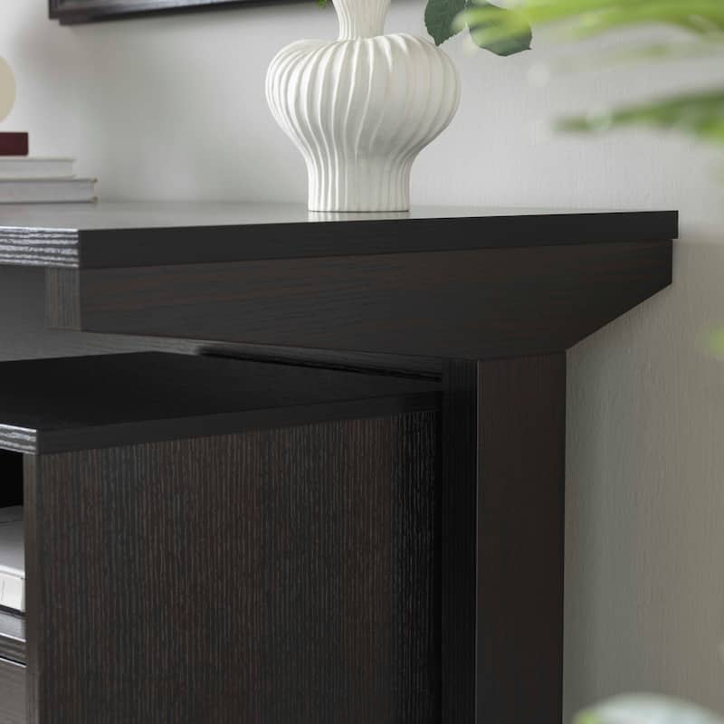 Anmytek Dark Wood Rolling Desk with 2 Drawers - Mobile Computer Desk for Home Office and Small Spaces