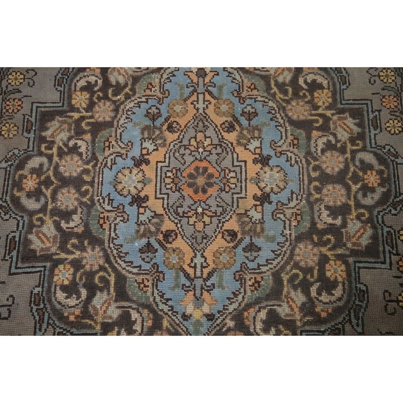 Traditional Tabriz Persian Vintage Rug Hand-knotted Wool Carpet - 7'8" x 11'5"