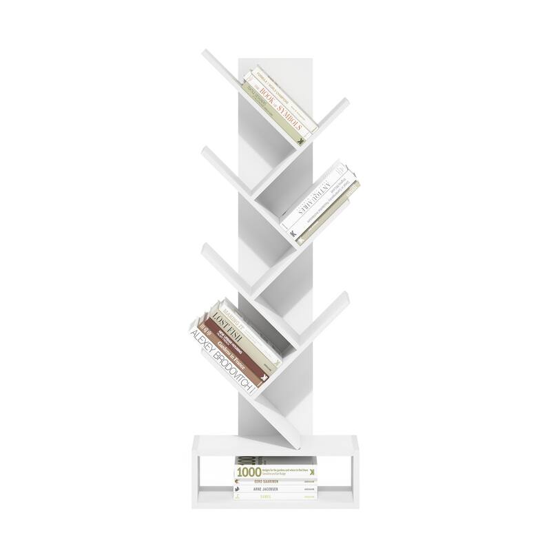 46.18 in. Tall White Wood 7-Shelf Bookcase