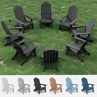 WINSOON All Weather HIPS Outdoor Set of 8 Folding Adirondack Chairs Garden Patio Chairs Fire Pit Chairs