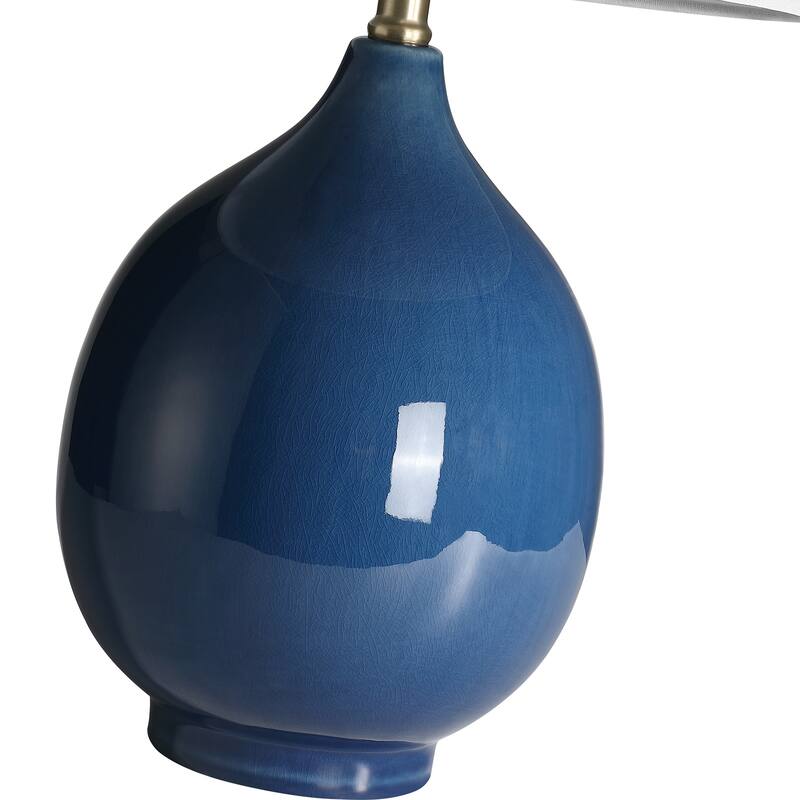 3-Way Ceramic Table Lamp with White Shade - 24 in. H