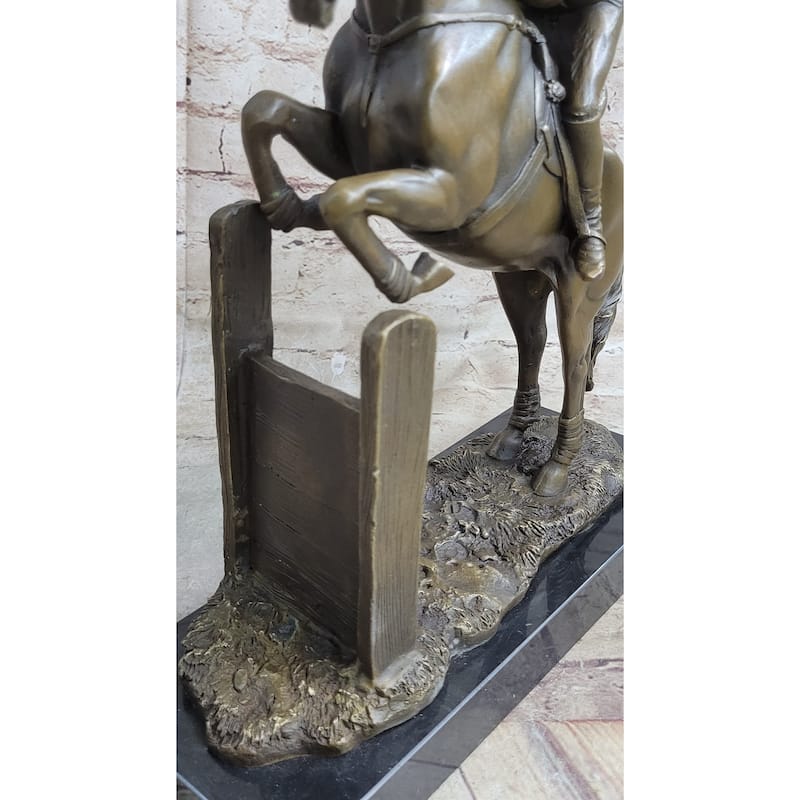 Signed Original Fisher American Artisan Female Jockey Jumps Bronze Sculpture