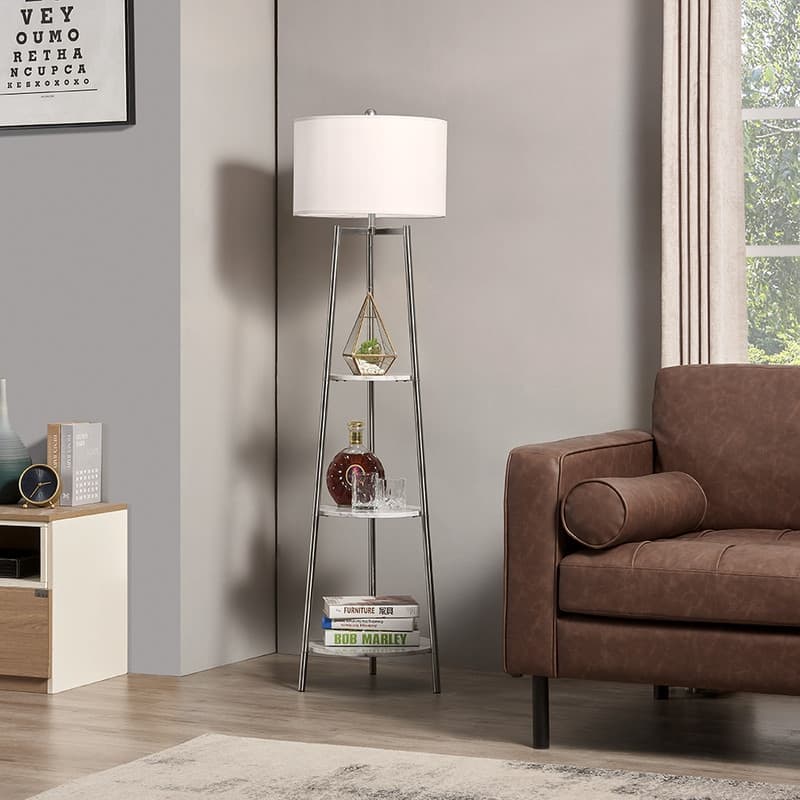 ROSEN GARDEN Floor Lamp, Standing Reading Light with 3 Shelves