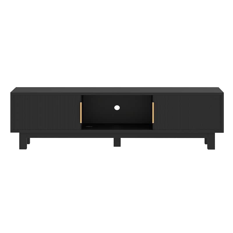 Moasis 59"W Fluted TV Stands for TVs up to 65 Inches, Entertainment Center with Power Outlets