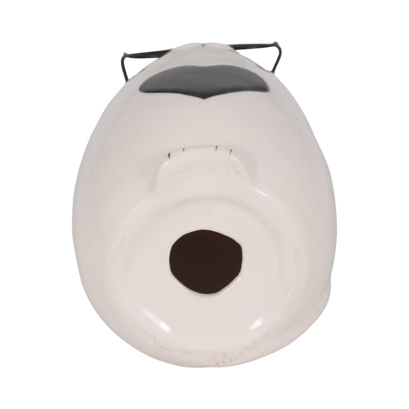 Sagebrook Home White/Black Ceramic 6" Heart Tummy Kitty Figurine with Glasses - 4" x 4" x 6"