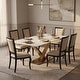 preview thumbnail 1 of 75, Voren Modern Rectangular Dining Table, Sintered Stone/Tempered Glass Top & Stainless Steel Gold Finish Pedestal Base