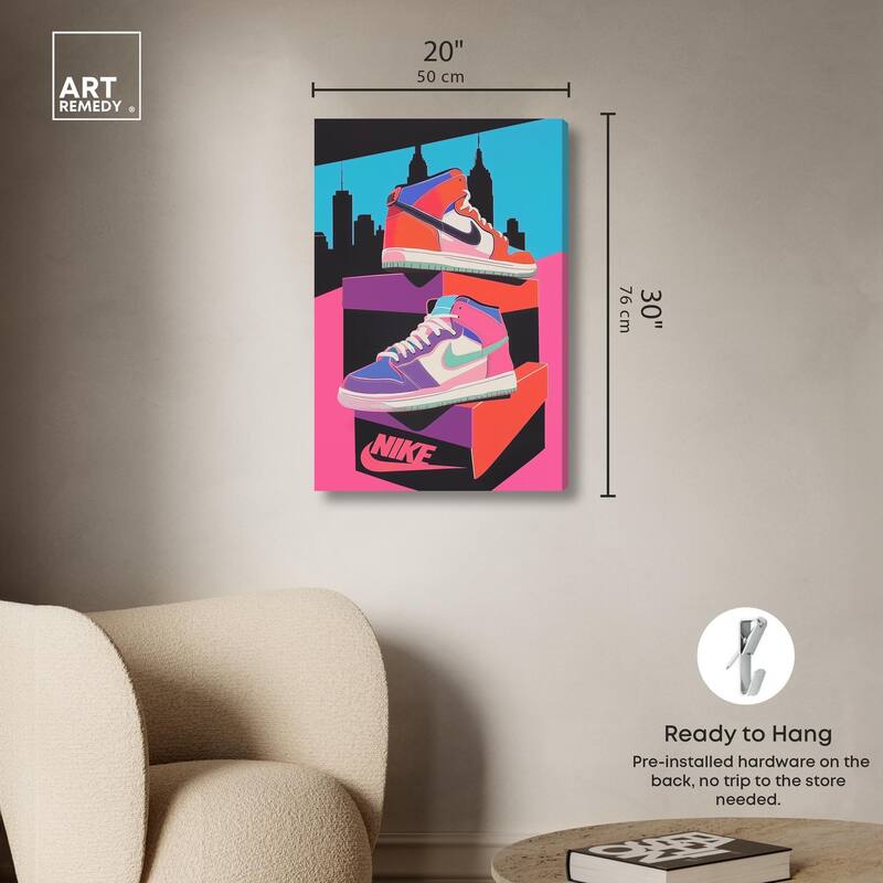 City Pop Sneakers Canvas by Art Remedy, Gallery Wrapped