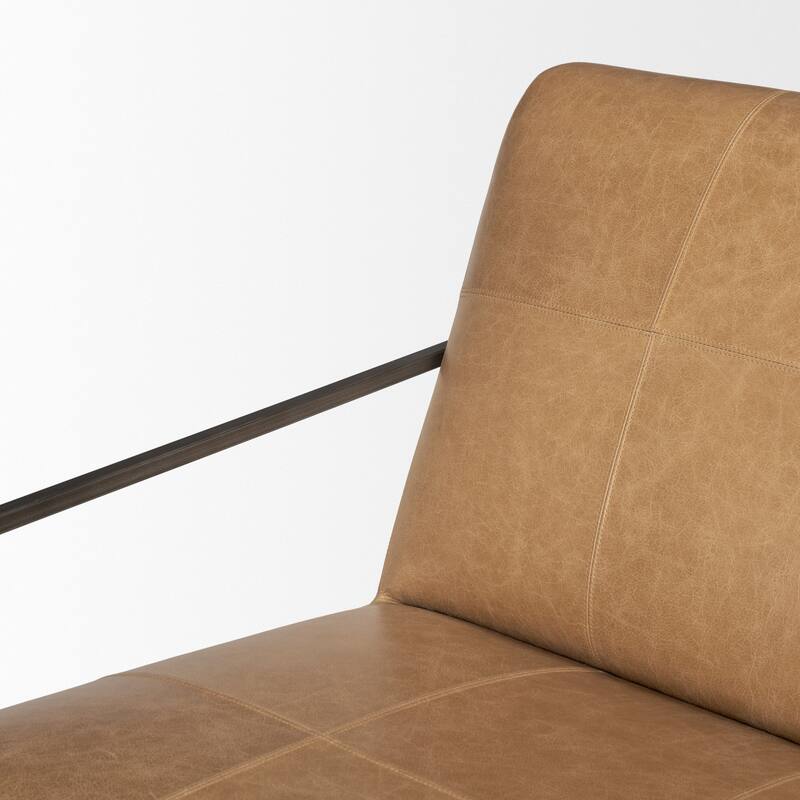 Stratton Gunmetal w/ Genuine Aged Black / Brown Leather Upholstered Accent Chair -  27.3L x 36.5W x 29.5H