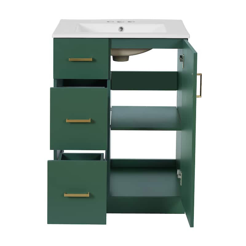 24"Bathroom Vanity with Sink,Small Bathroom Sink Cabinet with 2 Drawers and Soft-Closing Door,Undermount Sink Cabinet