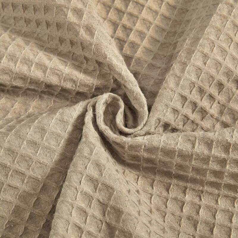 Cotton Blend Honeycomb Waffle Shower Curtain with Snap-in Liner