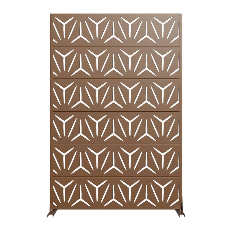 72" H×47"W Dovelina Black Outdoor Freestanding Metal Privacy Screen Decorative Garden Fence - Brown - 72"x47"