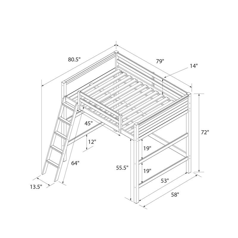 Full Size Loft Bed with Ladder and Guardrails for Kids, Space-Saving Design, Sturdy Wood Construction