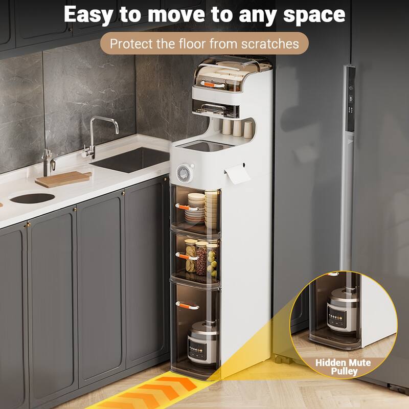 Narrow Bathroom Floor Storage Cabinet Waterproof