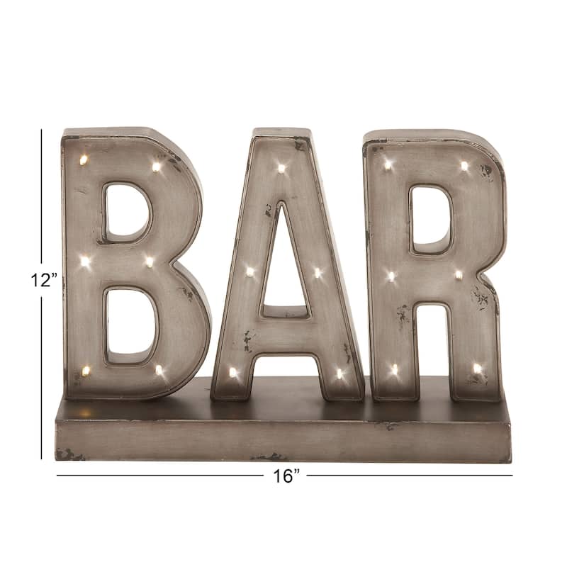 Metal Bar Decorative Sign with LED Lights - Brown - Roche River Decor