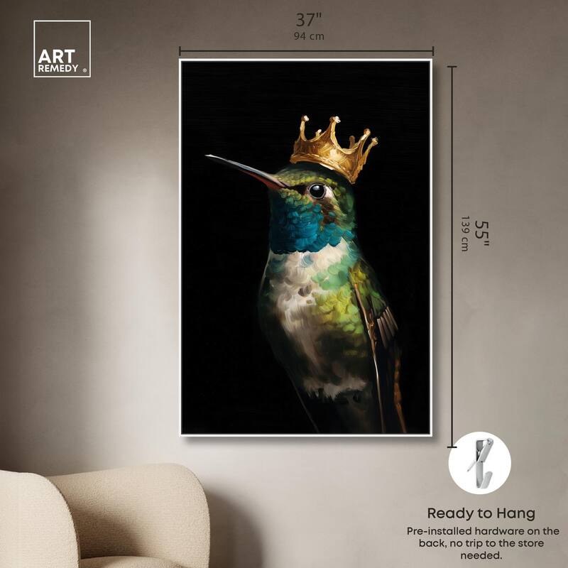 Crowned Azure Bird I Canvas by Art Remedy