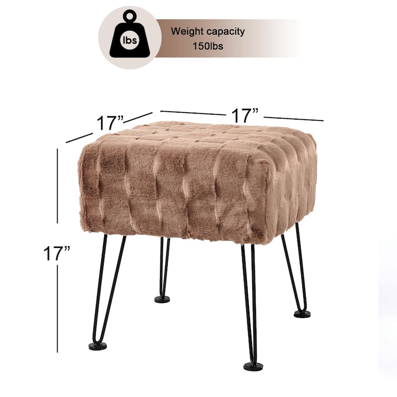 Home Soft Things Brick FauxFur Stool Soft Ottoman Furry Padded Seat