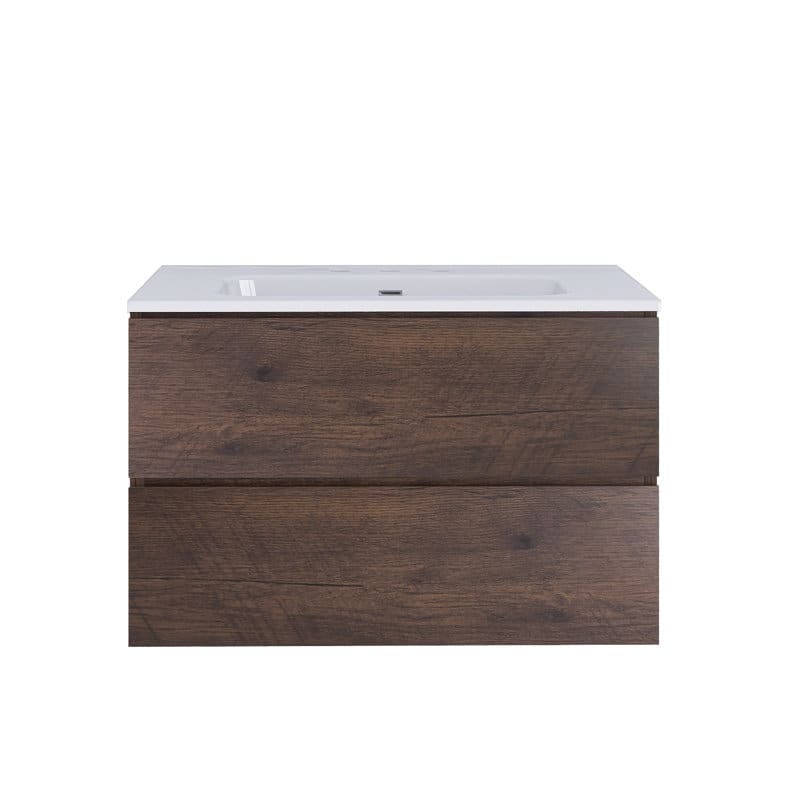 30 inches Wall-mounted Bathroom Vanity Set with White Ceramic Integrated Sink