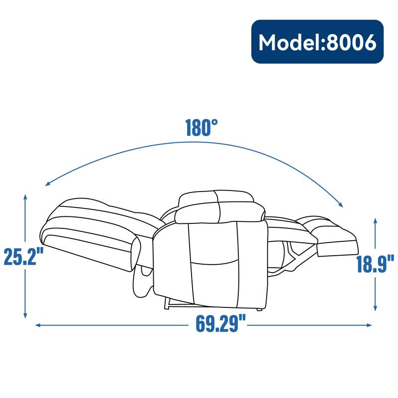 Dual Motor Infinite Position Power Lift Recliner, with 8-Point Vibration Massage and Lumbar Heating,Dual Cup Holders