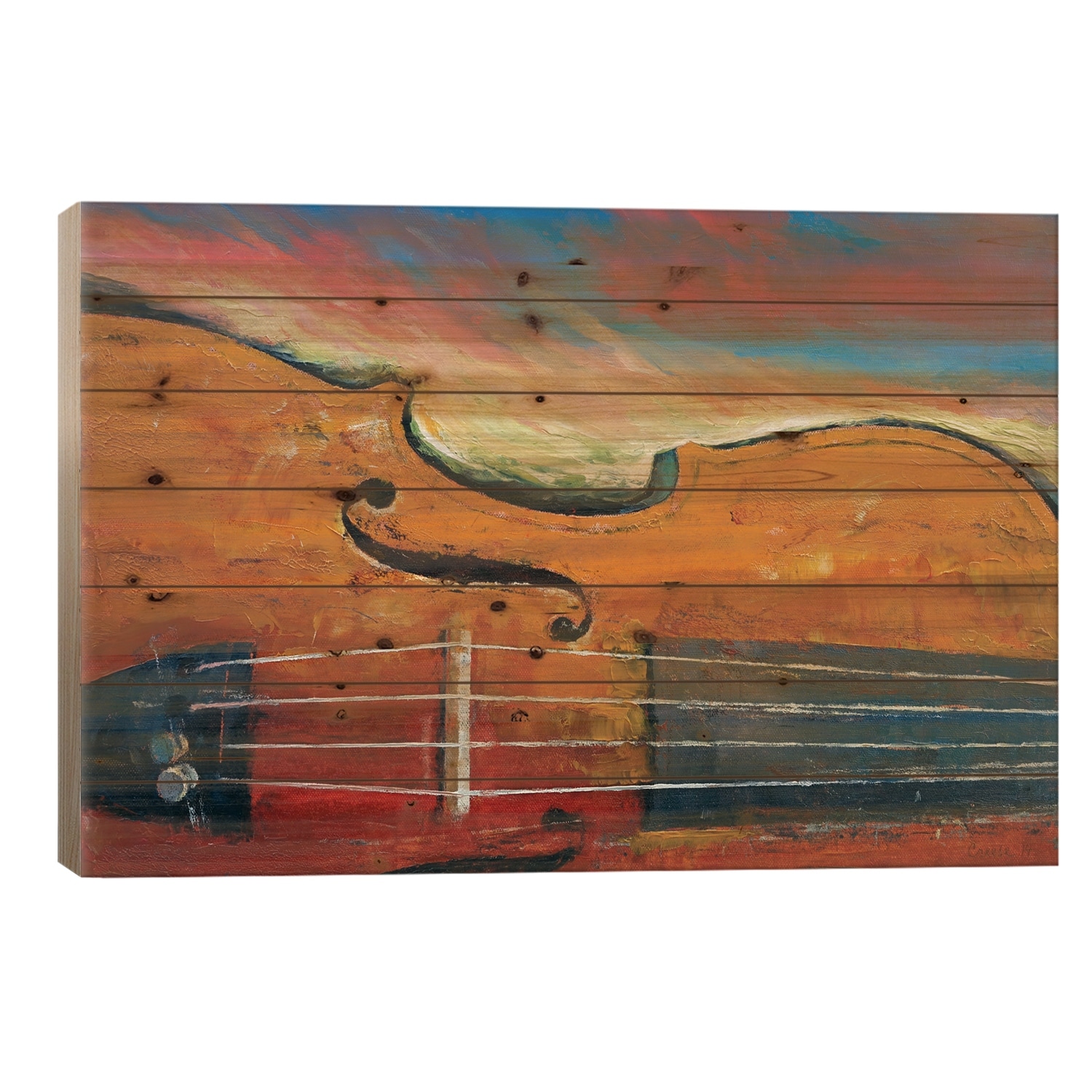Violin Print On Wood by Michael Creese - Multi-Color