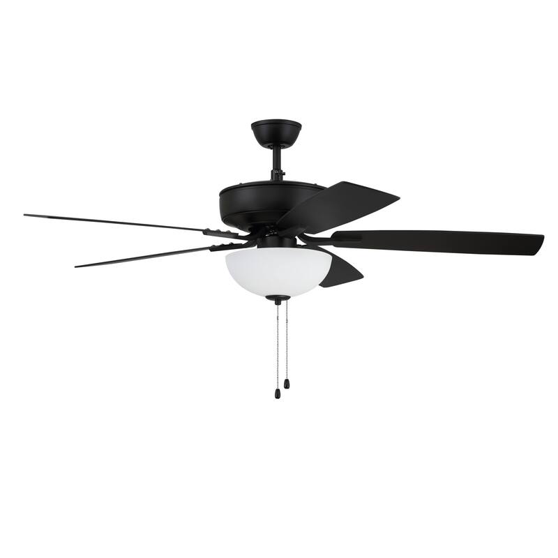 Craftmade Pro Plus 52" 5 Blade LED Ceiling Fan - 18 Watts - Flat Black / Grey Wood