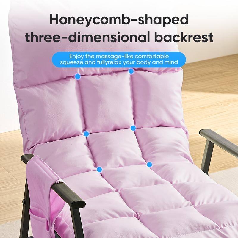 Mixoy Modern Adjustable Rocking Chair,Lounge Nursery with Iron Frame with Storage Pocket
