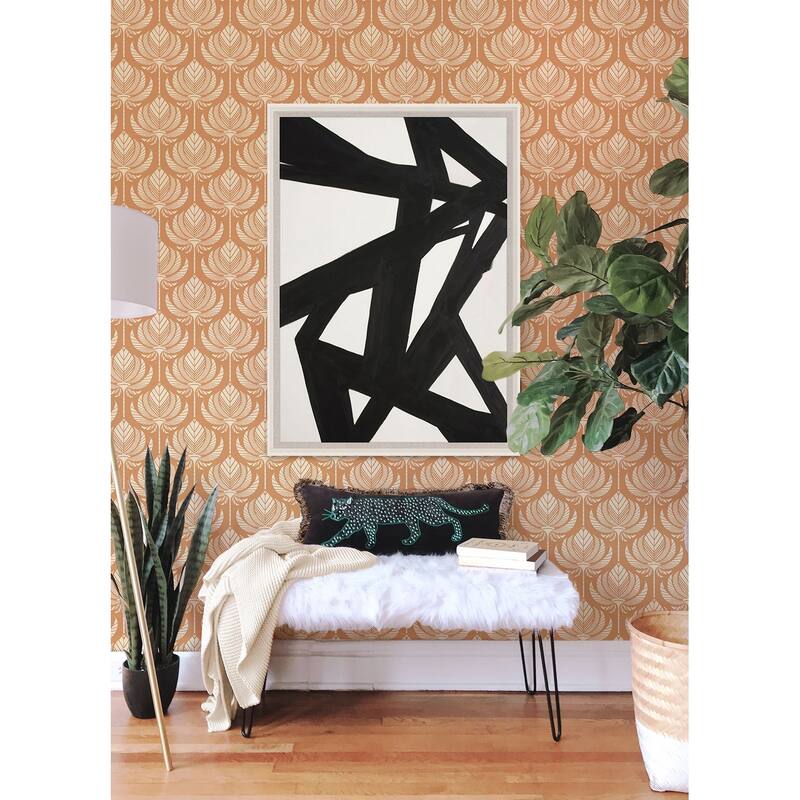 A-Street Prints Palmier Orange Lotus Fan Wallpaper