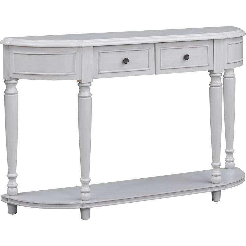 Retro Circular Curved Design Console Table with Open Style Shelf