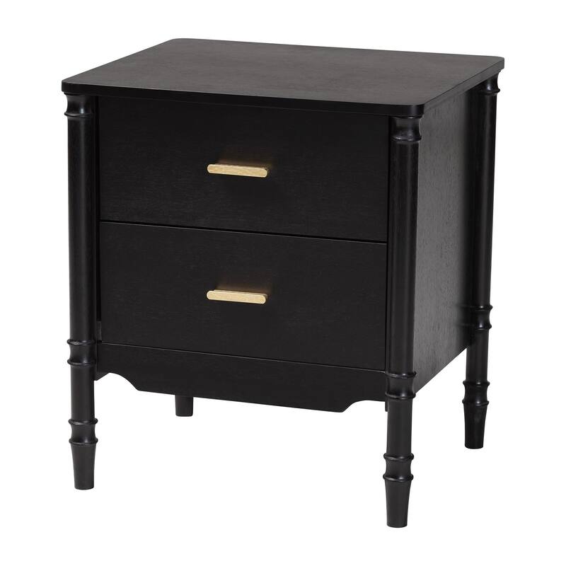 Marisela 4-Piece Black Bedroom Set - Canopy Bed with Synthetic Rattan Headboard, Matching Dresser, Chest, and Nightstand